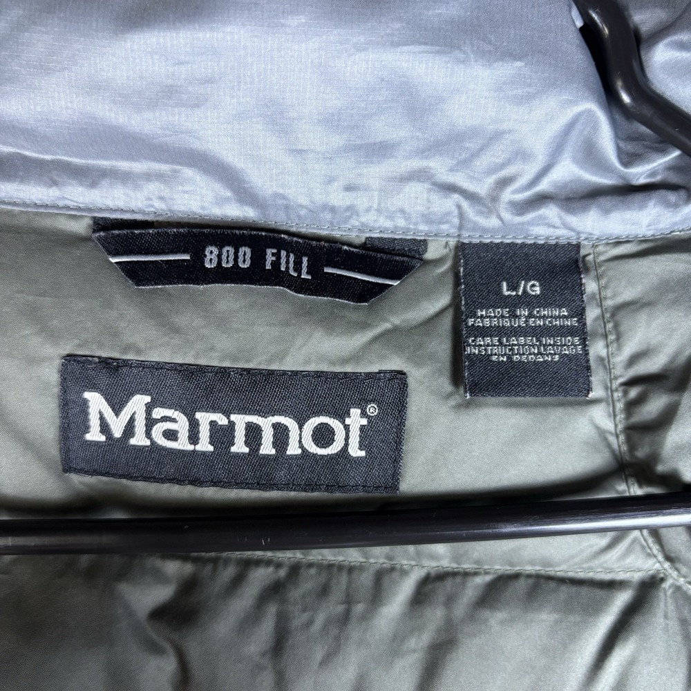 Marmot 800 Fill Down Puffer Jacket Mens Large Gray Full Zip Goose Down Coat - Picture 4 of 14